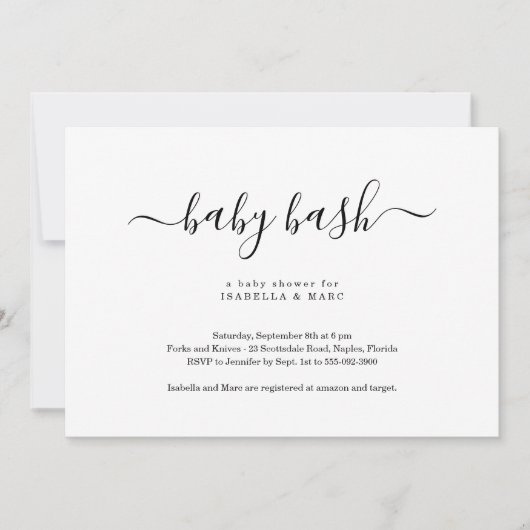 Baby Uitnodiging Baby shower Bash (Voorkant)