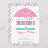 Baby Uitnodiging/Uitnodiging paraplu Kaart (Voorkant / Achterkant)