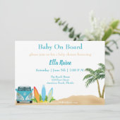 Baby Uitnodiging voor Baby shower aan boord (Staand voorkant)