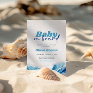 Baby Uitnodiging voor Baby shower aan boord, Surf 