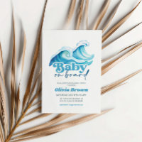 Baby Uitnodiging voor Baby shower aan boord, Surf