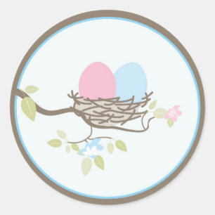 Baby Uitnodiging voor Favor Sticker - Twin Eggs