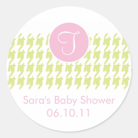 Baby Uitnodiging voor Sticker - Monogram (Voorkant)