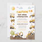 Baby Under Construction Trucks Baby Couples Shower Kaart (Voorkant)