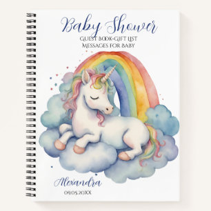 Baby Unicorn Boy Baby shower Gast Geschenklijst Notitieboek