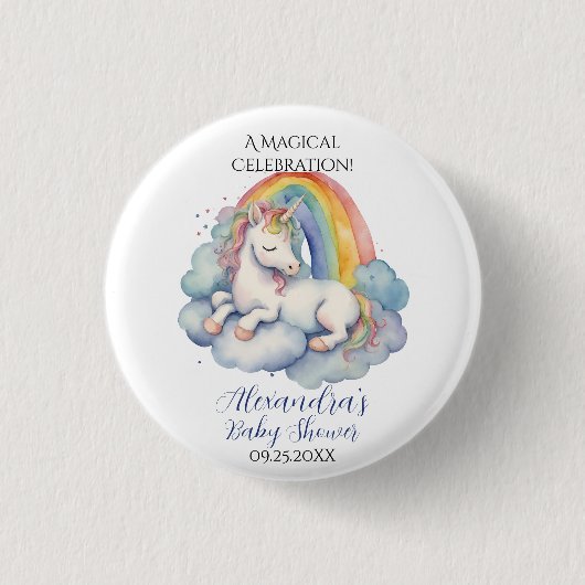 Baby Unicorn Boy Baby shower Ronde Button 3,2 Cm (Voorkant)
