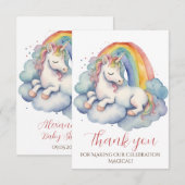 Baby Unicorn filles Baby shower Merci (Devant / Derrière)