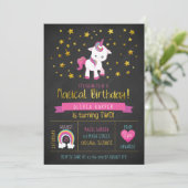 Baby Unicorn Magique Anniversaire Invitation (Debout devant)