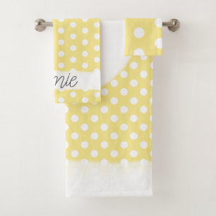 Baby Unisex Polka Dot Pattern Monogram Naam Bad Handdoek