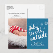 Baby Vakantie geboorteaankondiging Snowy Christmas Feestdagenkaart (Voorkant / Achterkant)