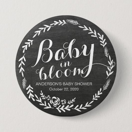 Baby van baby shower in Bloom Floral Lijst Chalkbo Ronde Button 7,6 Cm (Voorkant)