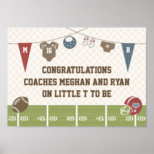 Baby van football Paar met coating Baby shower Ban Poster
