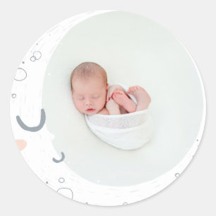 Baby van leuke foto's met moon, ster en cloud ronde sticker