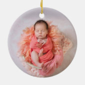 Baby van onze Dreams Pink Baby's First Christmas Keramisch Ornament (Achterkant)
