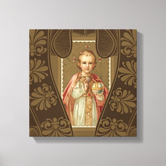 Baby van Praag Jezus Zegen holding wereld Canvas Afdruk (Voorkant)
