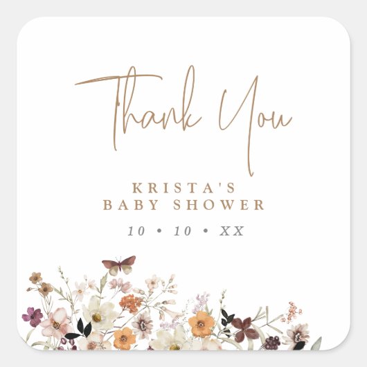 Baby van wilde bloemen in het najaar van het Baby Vierkante Sticker (Voorkant)