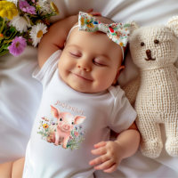 Baby Varken Wilde Bloemen Boerderij Baby Naam T-sh