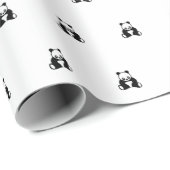Baby verjaardag zwarte panda simpel cadeaupapier (Rol Hoek)
