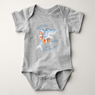 Baby verjaardagshaai van de waterverf Cute whimsy Romper
