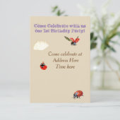 Baby Verjaardagsuitnodiging met lady Bugs Kaart (Staand voorkant)