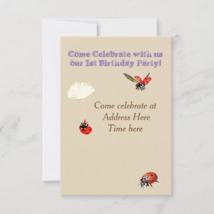 Baby Verjaardagsuitnodiging met lady Bugs Kaart