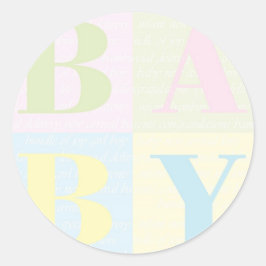 Baby verwacht kramboek moederkwekerij wieg ronde sticker