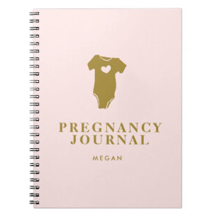 Baby Vest Pregnancy Journal Blush Pink and Gold Notitieboek