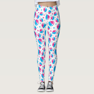 Baby voet en hart in blauwe en roze kleur leggings