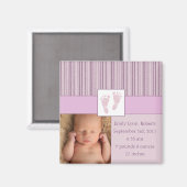 Baby Voetafdruk geboorte - Roze Magneet (Voorkant / Achterkant)