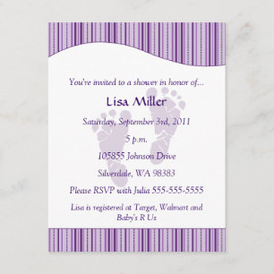 Baby voetafdrukken Baby shower - Paars Kaart