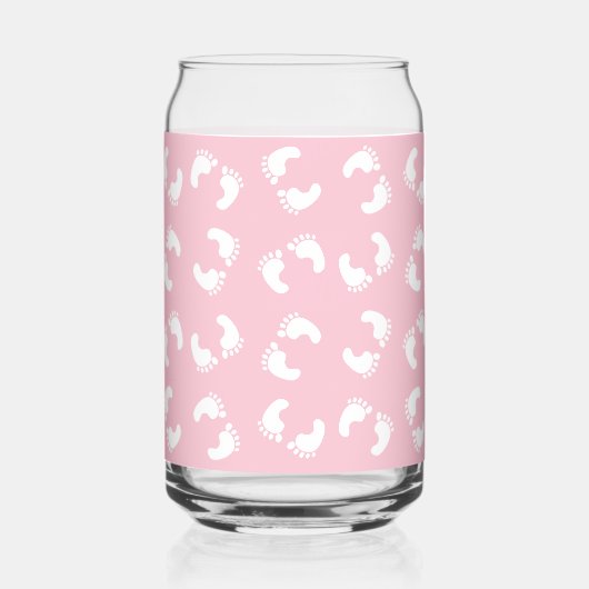 Baby voetafdrukken, baby's voet, voetstappen, roze blikvorm glas (Achterkant)
