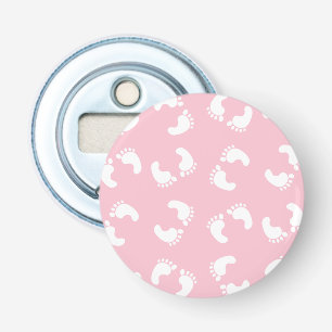 Baby voetafdrukken, baby's voet, voetstappen, roze button flesopener