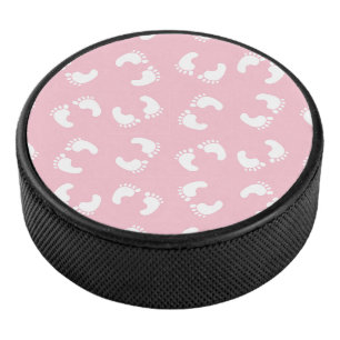 Baby voetafdrukken, baby's voet, voetstappen, roze hockey puck