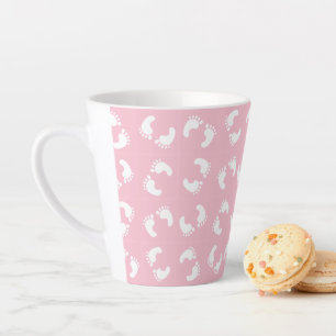 Baby voetafdrukken, baby's voet, voetstappen, roze latte mok