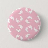 Baby voetafdrukken, baby's voet, voetstappen, roze ronde button 5,7 cm (Voorkant)