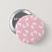 Baby voetafdrukken, baby's voet, voetstappen, roze ronde button 5,7 cm (Voorkant /achterkant)