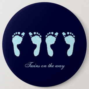 Baby voetafdrukken (Boy Twins) Ronde Button 6,0 Cm