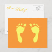Baby Voetafdrukken (geel) Briefkaart (Voorkant / Achterkant)