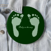 Baby voetafdrukken (groen) ronde button 6,0 cm (In situ)
