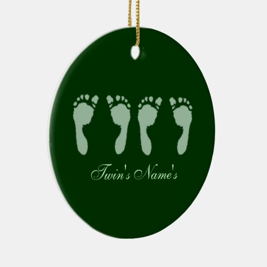 Baby voetafdrukken (groene tweelingen) (Deurhanger Keramisch Ornament (Rechts)