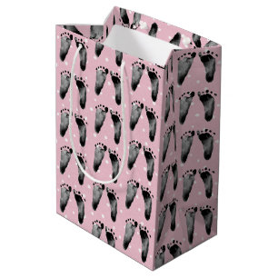 Baby voetafdrukken op poka Dots Medium Gift Bag Cadeauzakje