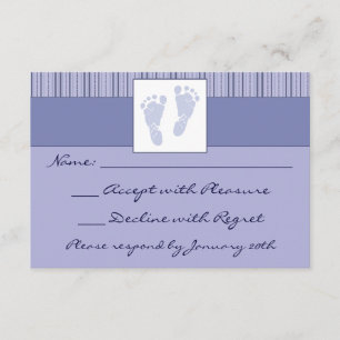 Baby voetafdrukken RSVP - blauw Kaartje