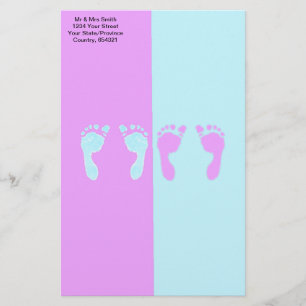 Baby Voetafdrukken (Twijndraden voor jongens/meisj Briefpapier