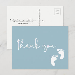 Baby Voeten Stoffig blauw minimal Modern baby show Briefkaart
