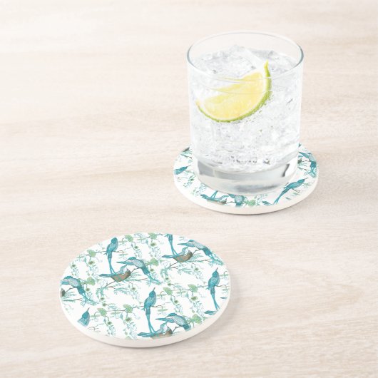 Baby Vogel met Moma en Papa Vogel Onderzetters (Zijkant)