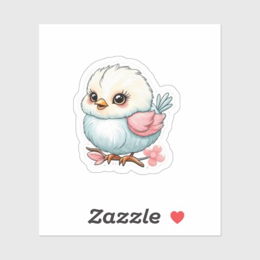 Baby vogel op een tak sticker (Vel)