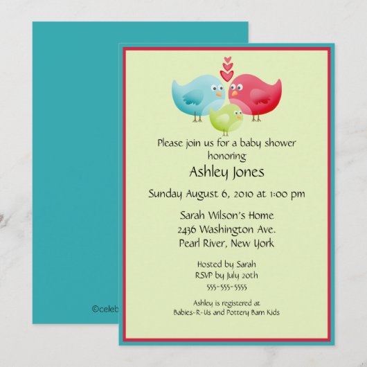 Baby vogelBaby shower Kaart (Voorkant / Achterkant)