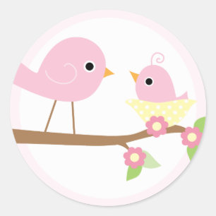 Baby Vogelnest (roze) Ronde Sticker