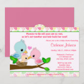 Baby Vogelnesten Babyschoenen Invitaties GIRL-fami Kaart (Voorkant / Achterkant)