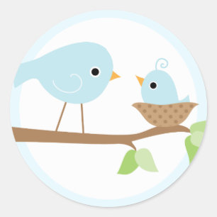 Baby vogelnestje (blauw) ronde sticker